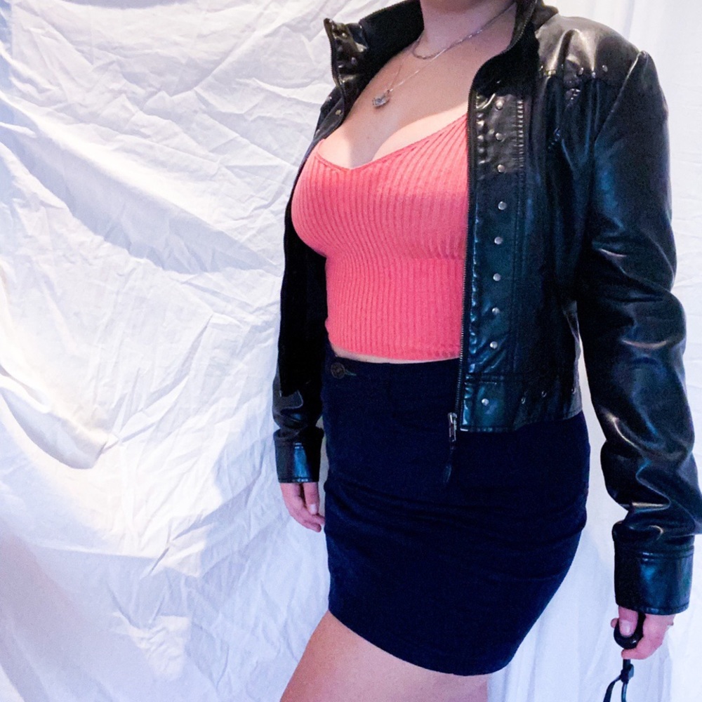 Y2K faux leather studded jacket